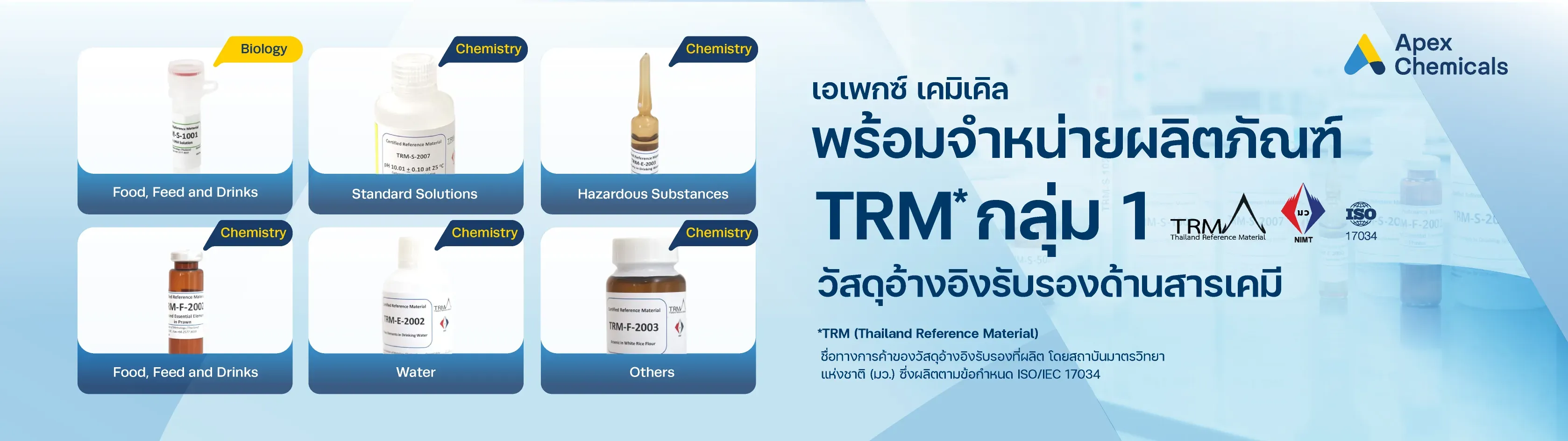 จำหน่ายผลิตภัณฑ์ TRM (Thailand Reference Material) วัสดุอ้างอิงรับรองด้านสารเคมี