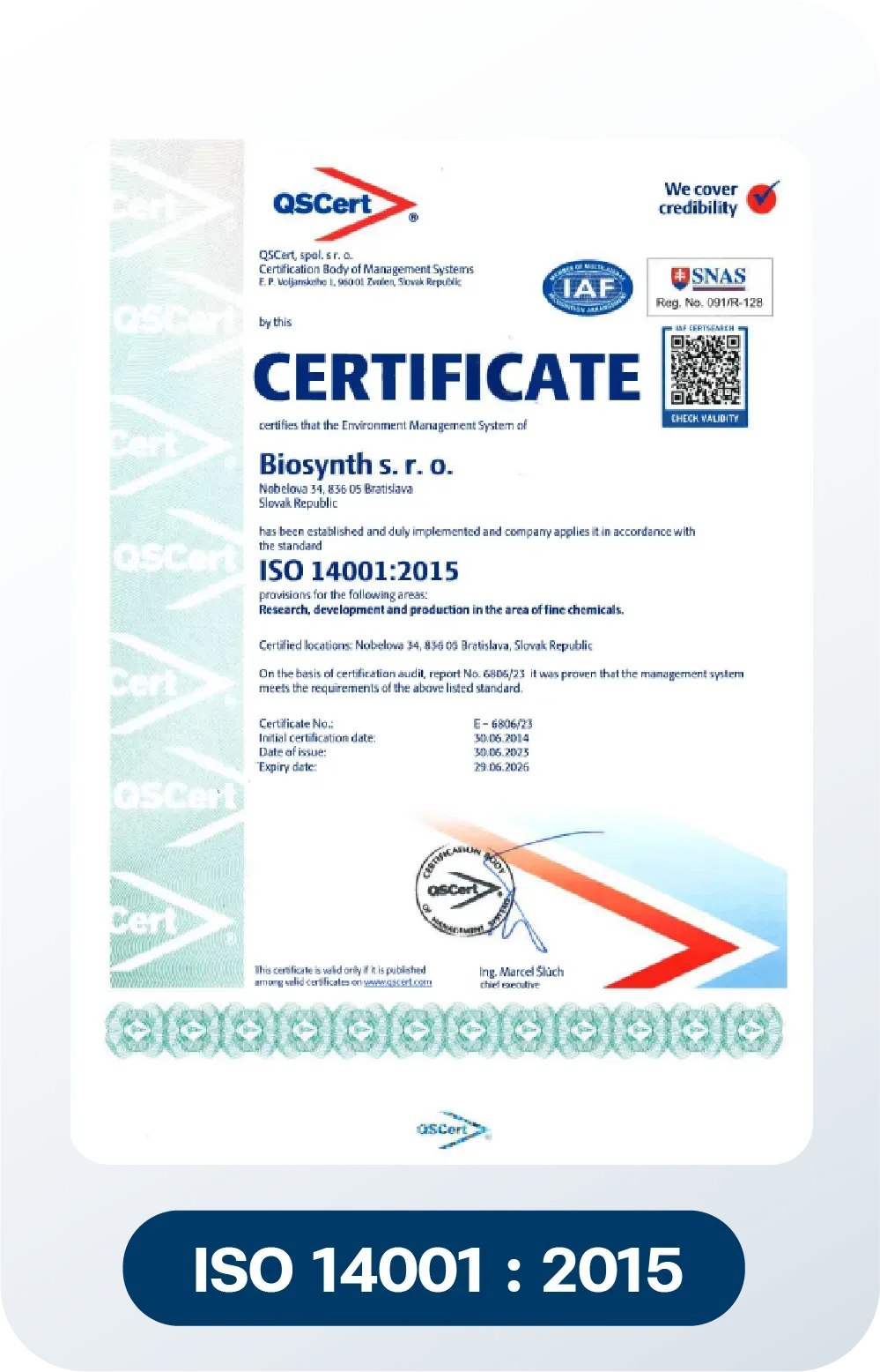 Biosynth ISO 14001