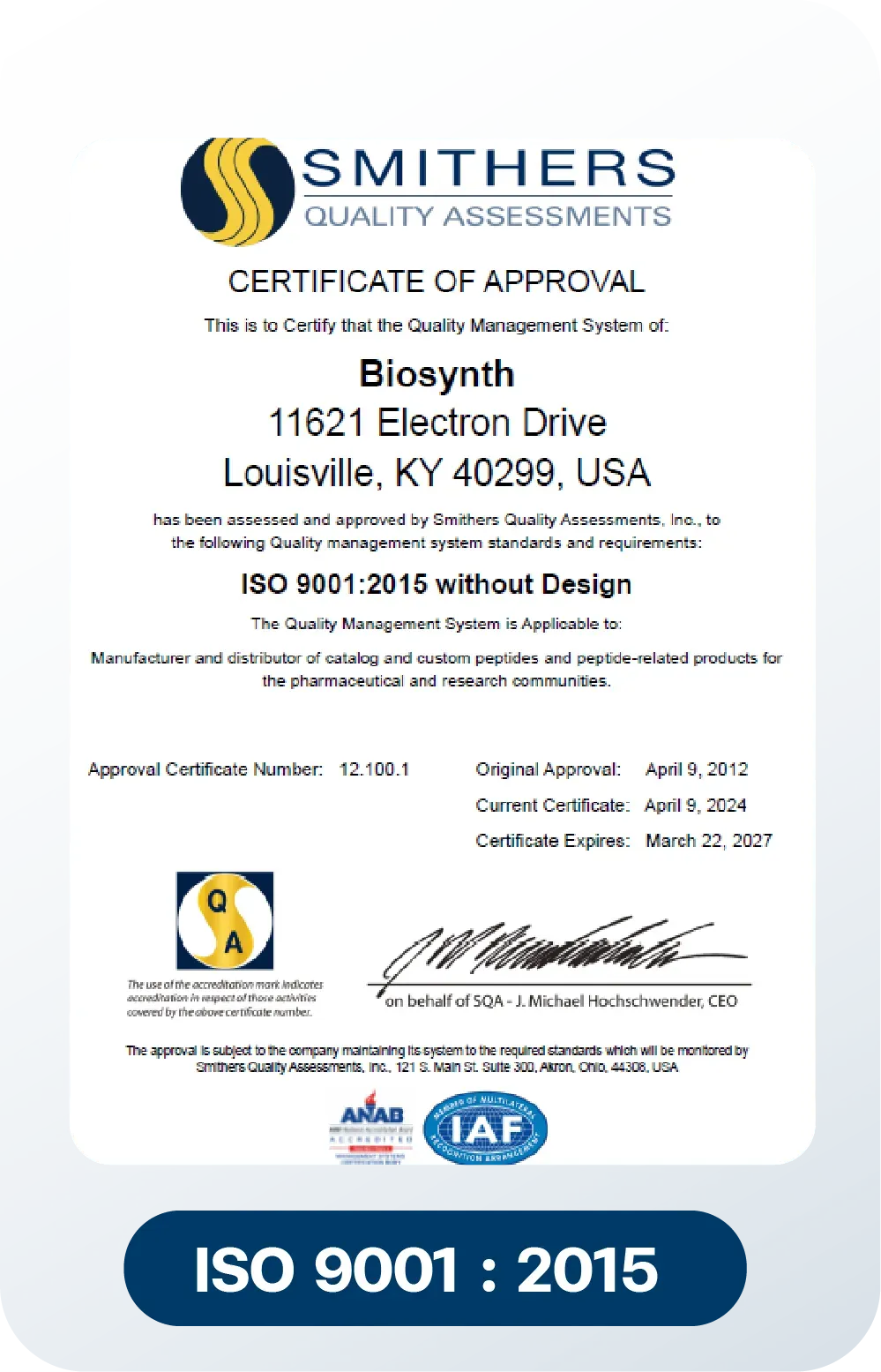 Biosynth ISO 9001