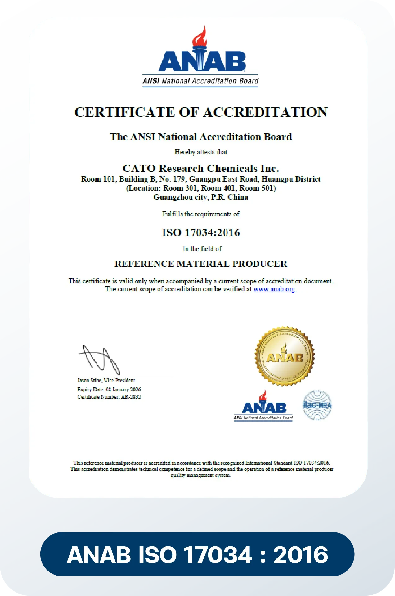 CATO ISO 17034 ANAB
