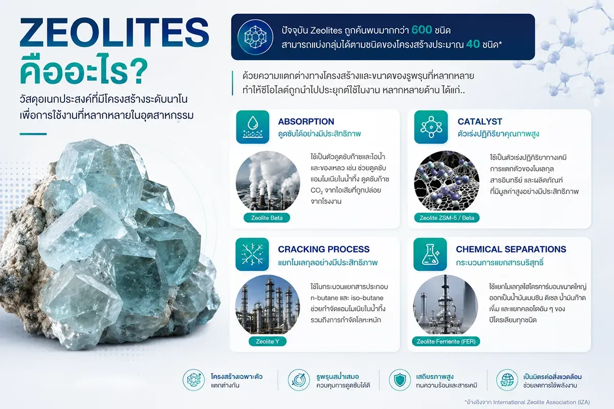 4 ประโยชน์หลักของ Zeolite ในภาคอุตสาหกรรม