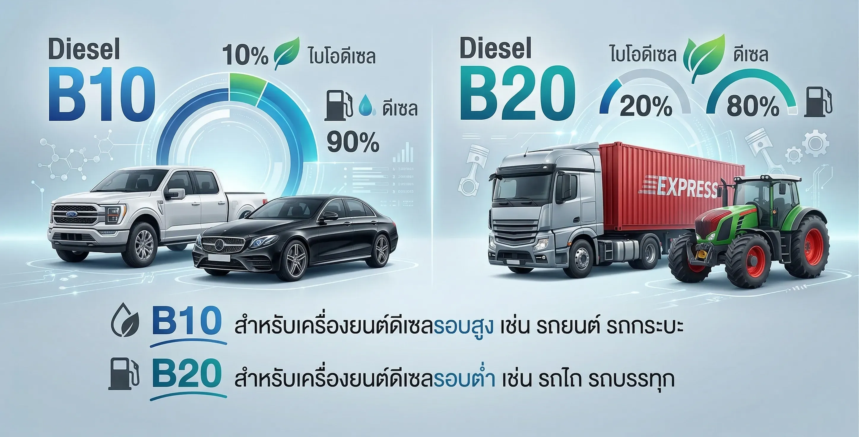 ความแตกต่างระหว่างน้ำมันดีเซล 2 ประเภท Diesel B10 และ Diesel B20
