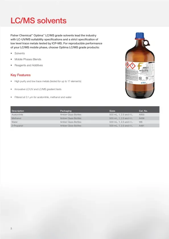Solvents, Mobile Phase Blends and Additives for LC-MS Applications - 3
