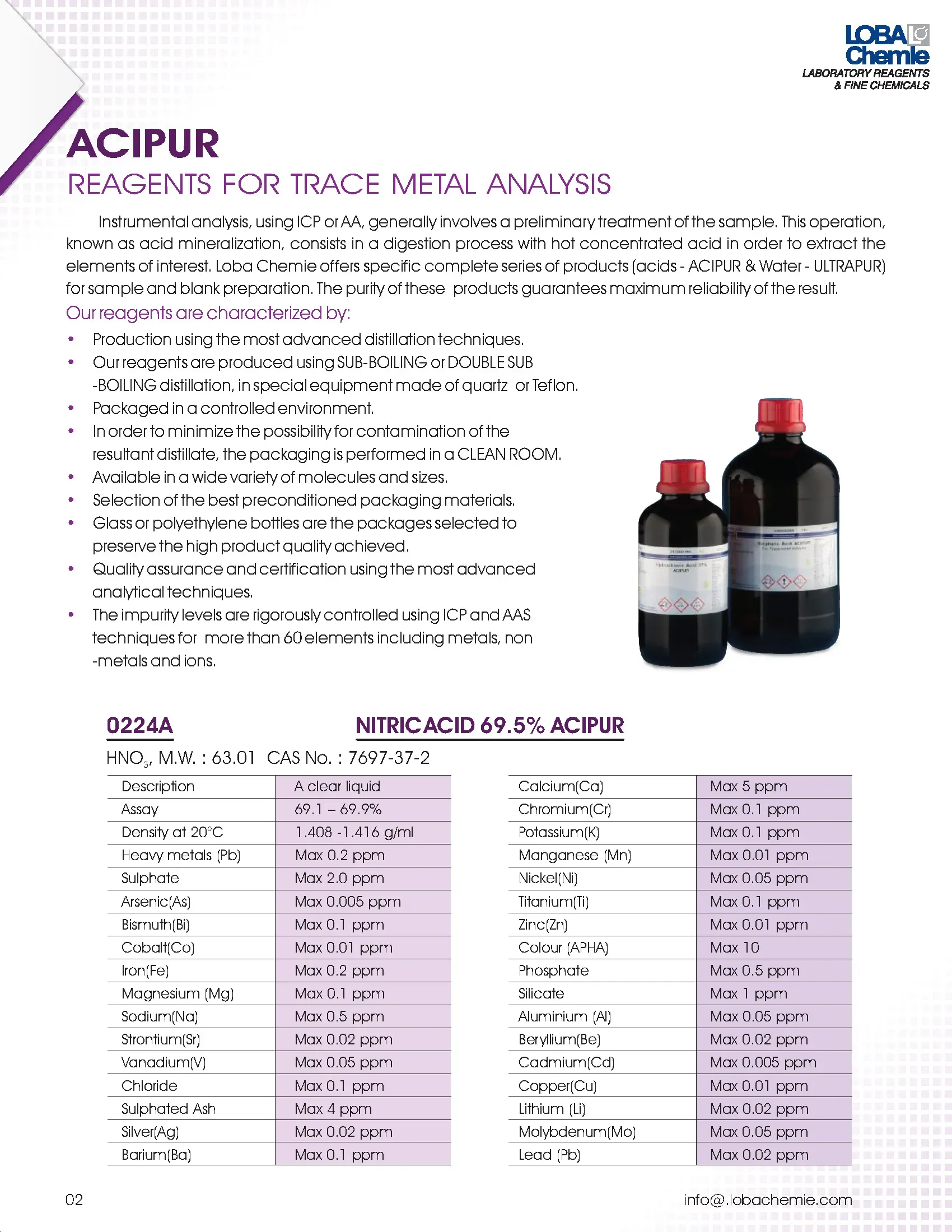 ACIPUR : High Purity Acids Developed for Trace Metal Analysis - 1